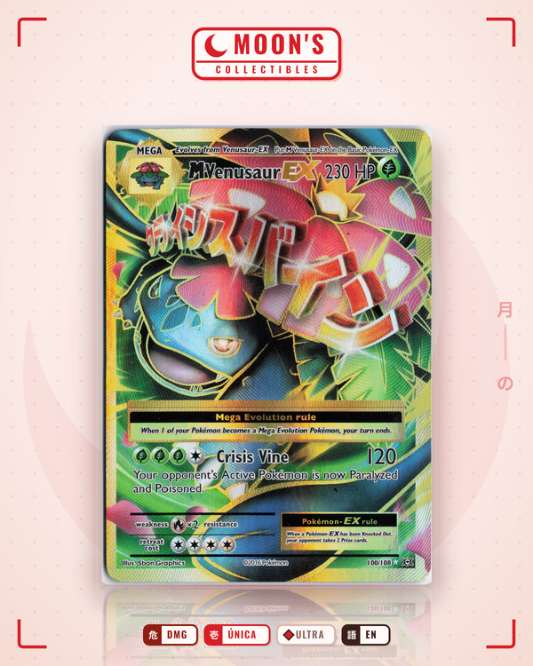 Carta Pokémon M Venusaur-EX · Evolutions #100/108 (DMG) — pieza única en Moon's Collectibles México