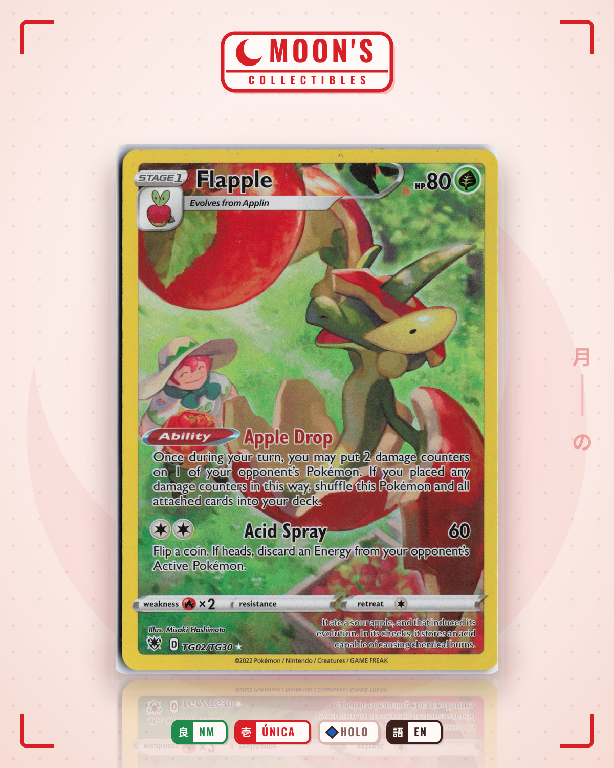 Carta Pokémon Flapple · Astral Radiance Trainer Gallery #TG02/TG30 (NM) — pieza única en Moon's Collectibles México