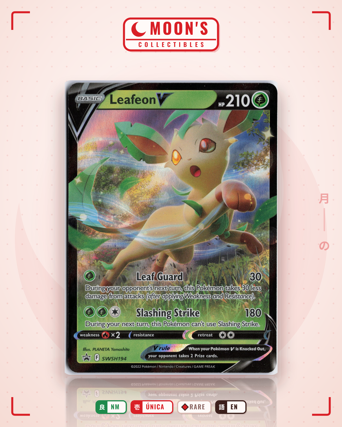 Carta Pokémon Leafeon V · SWSH Black Star Promos #SWSH194 (NM) — pieza única en Moon's Collectibles México