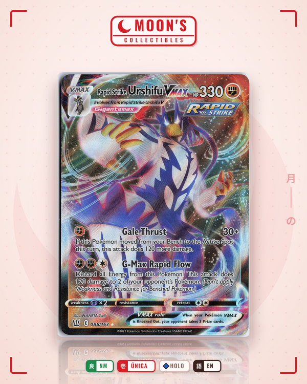 Carta Pokémon Rapid Strike Urshifu VMAX · Battle Styles #088/163 (NM) — pieza única en Moon's Collectibles México