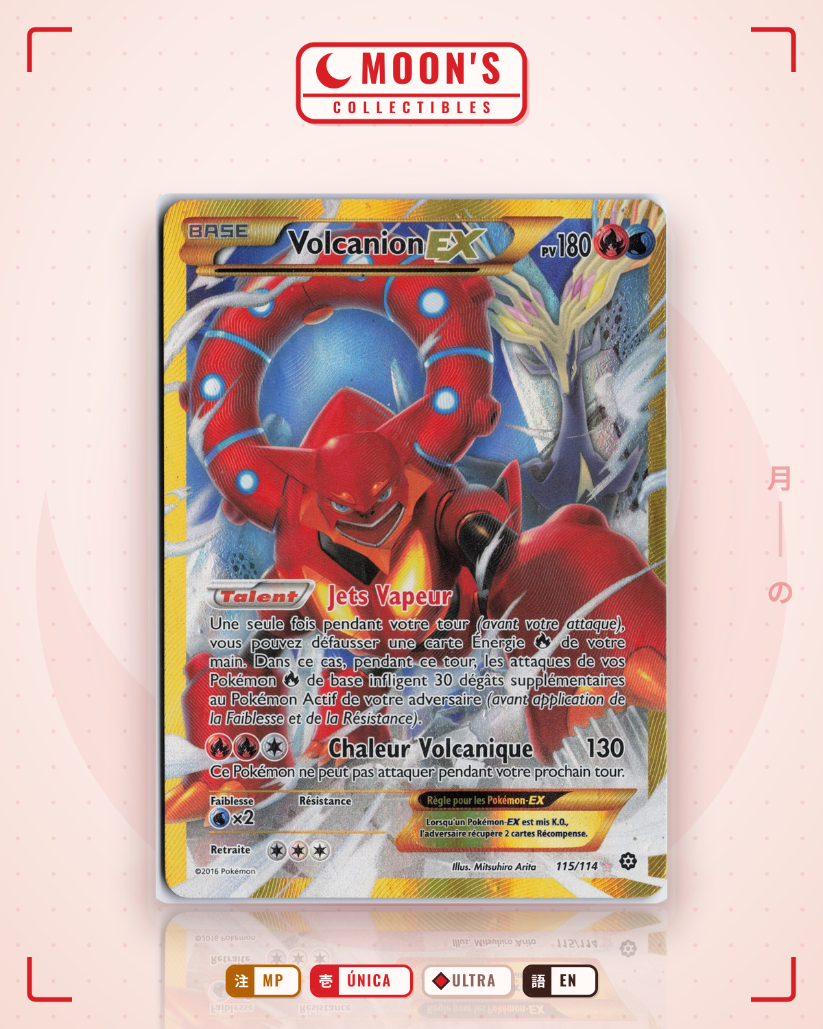 Carta Pokémon Volcanion-EX · Steam Siege #115/114 (MP) — pieza única en Moon's Collectibles México