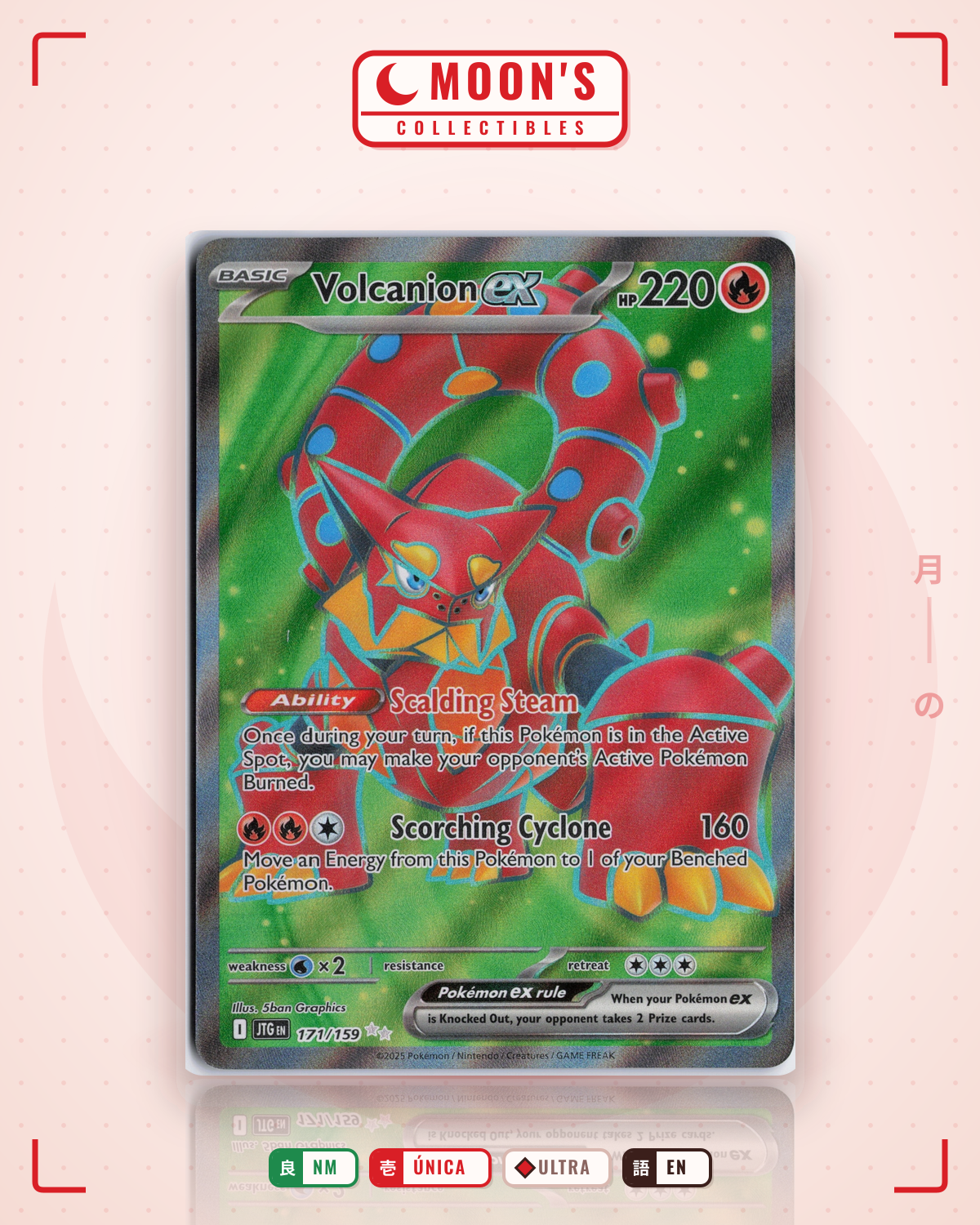 Carta Pokémon Volcanion ex · Journey Together #171/159 (NM) — pieza única en Moon's Collectibles México