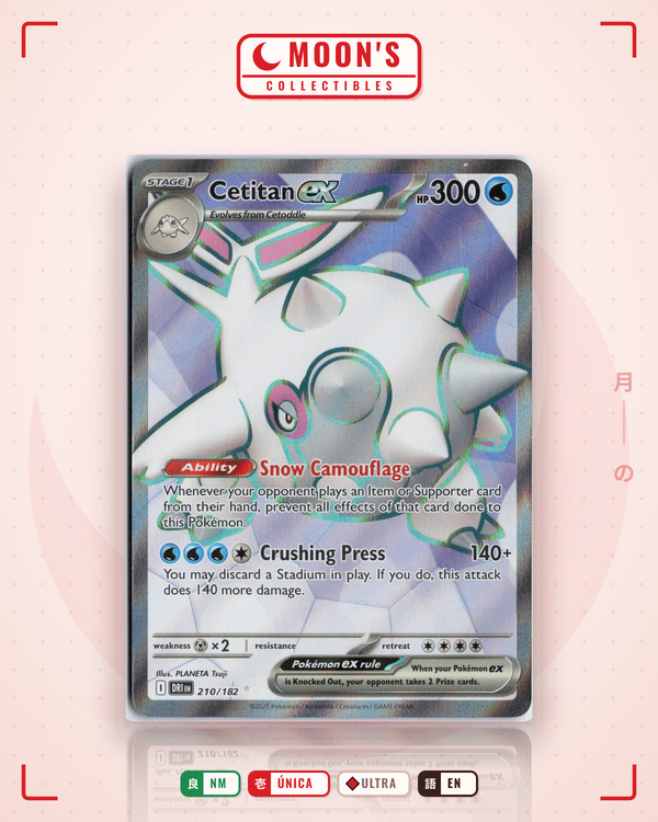 Carta Pokémon Cetitan ex · Destined Rivals #210/182 (NM) — pieza única en Moon's Collectibles México