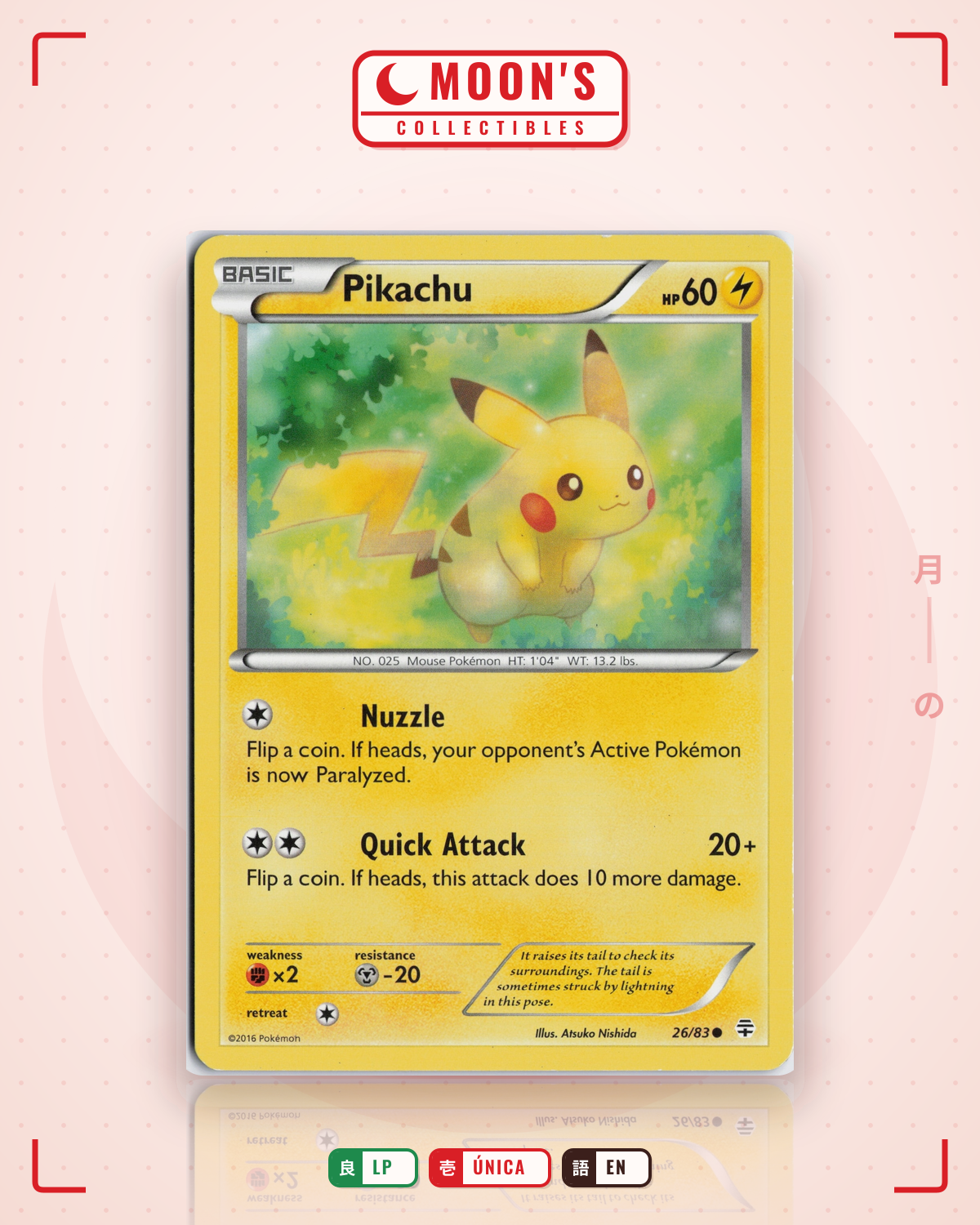 Carta Pokémon Pikachu · Generations #26/83 (LP) — pieza única en Moon's Collectibles México