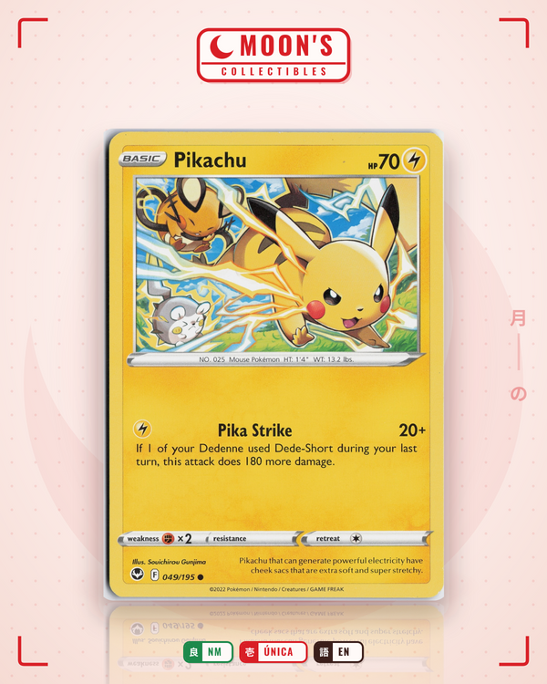 Carta Pokémon Pikachu · Silver Tempest #049/195 (NM) — pieza única en Moon's Collectibles México