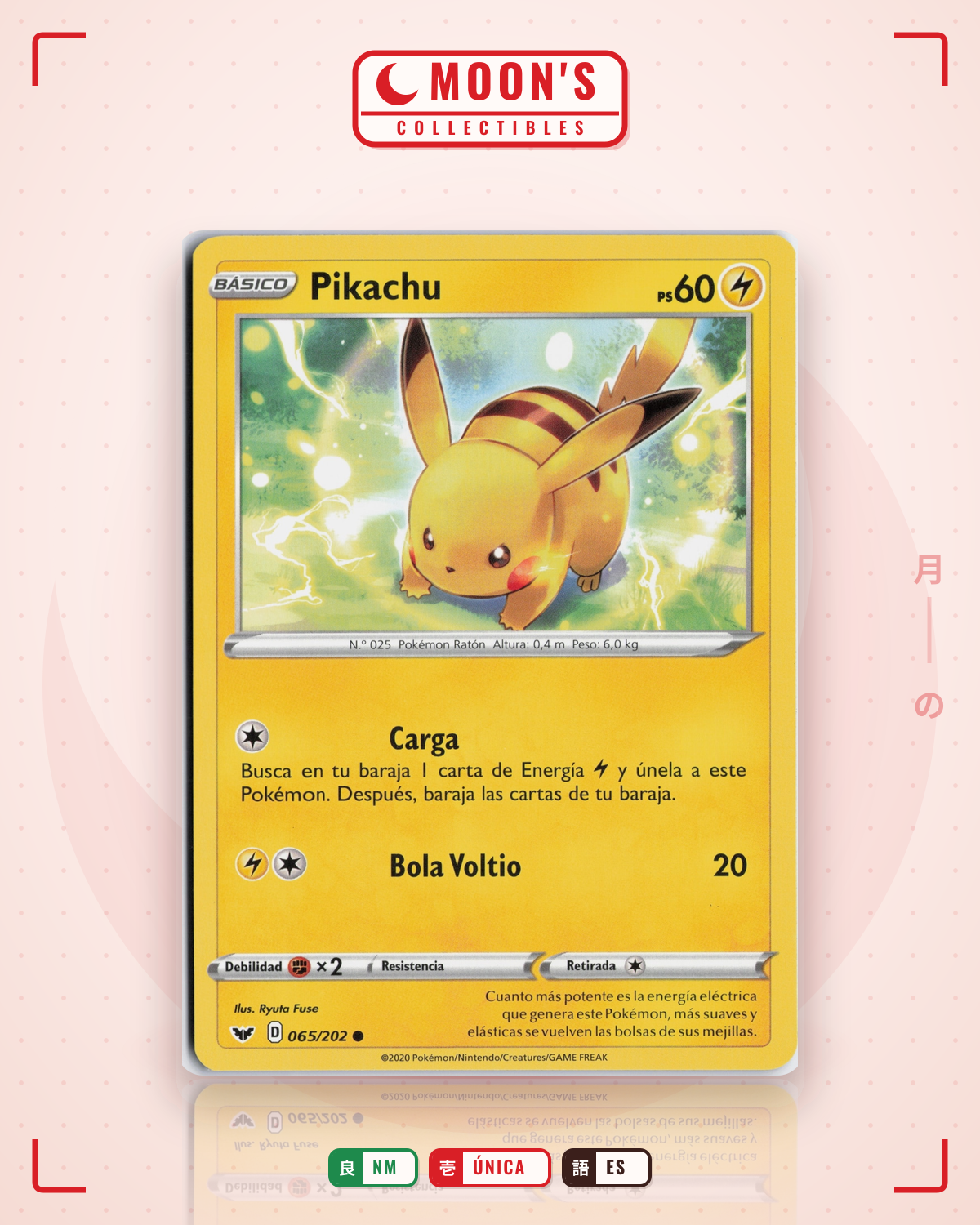 Carta Pokémon Pikachu · Sword & Shield #065/202 (NM) — pieza única en Moon's Collectibles México
