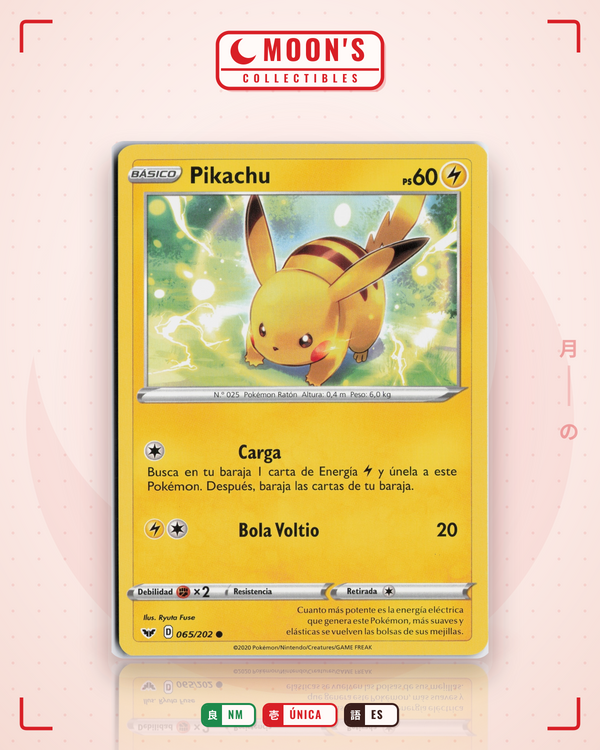 Carta Pokémon Pikachu · Sword & Shield #065/202 (NM) — pieza única en Moon's Collectibles México