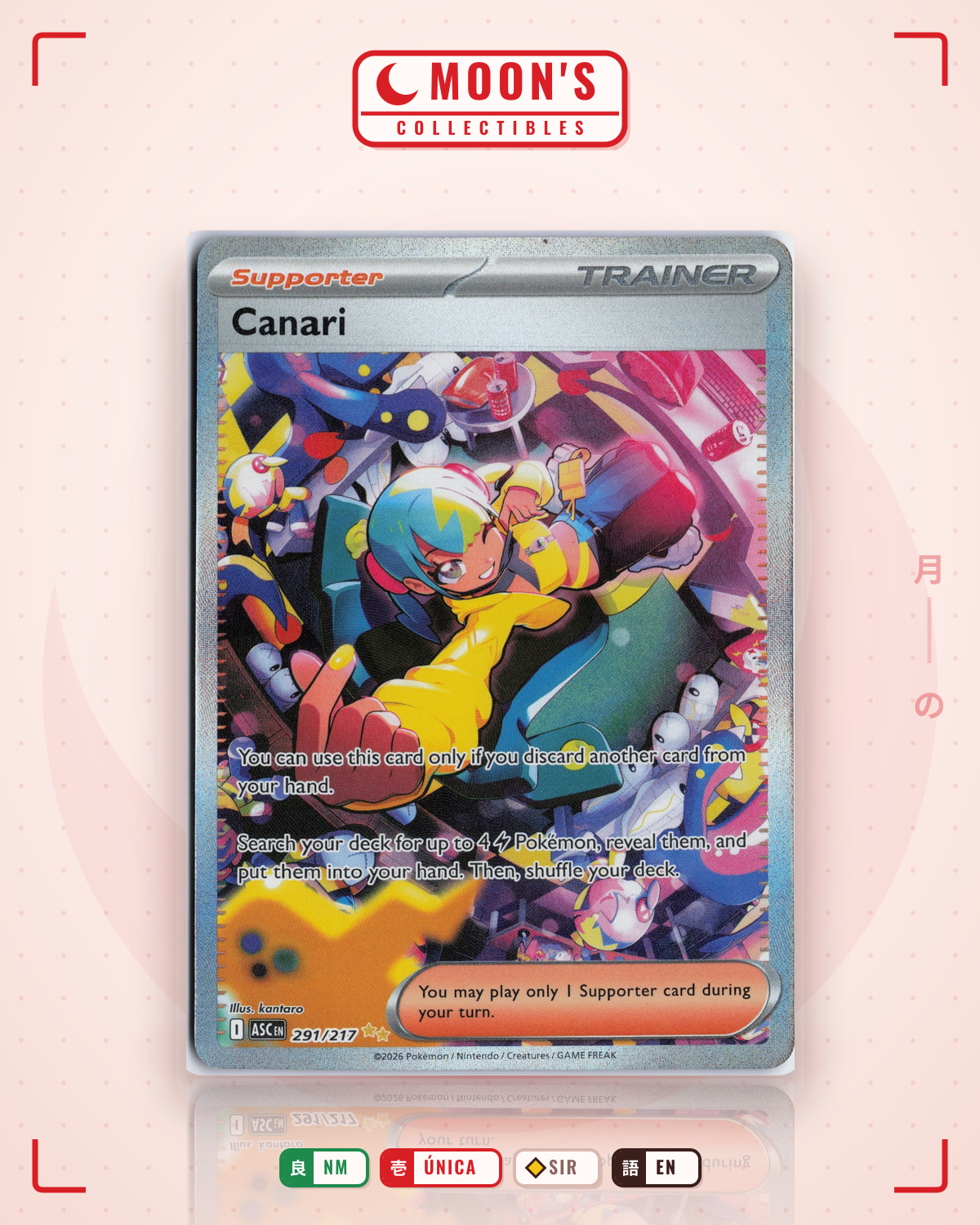 Carta Pokémon Canari · Ascended Heroes #291/217 (NM) — pieza única en Moon's Collectibles México