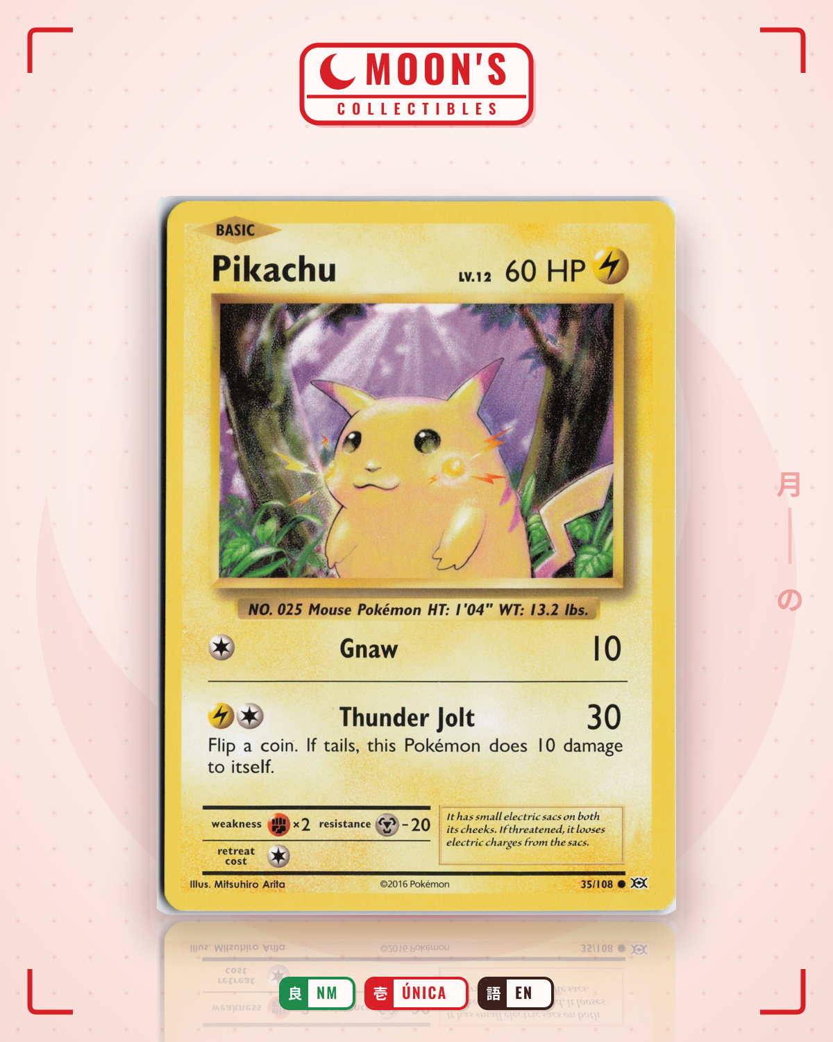 Carta Pokémon Pikachu · Evolutions #35/108 (NM) — pieza única en Moon's Collectibles México