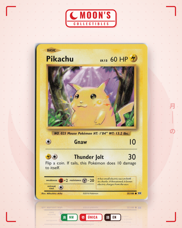 Carta Pokémon Pikachu · Evolutions #35/108 (NM) — pieza única en Moon's Collectibles México