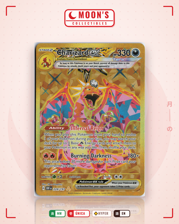 Carta Pokémon Charizard ex · Obsidian Flames #228/197 (NM) — pieza única en Moon's Collectibles México