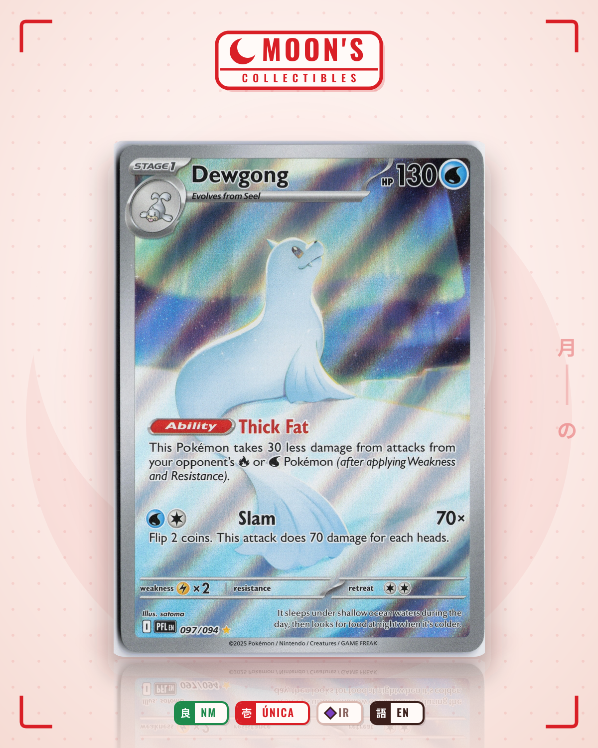 Carta Pokémon Dewgong · Phantasmal Flames #097/094 (NM) — pieza única en Moon's Collectibles México