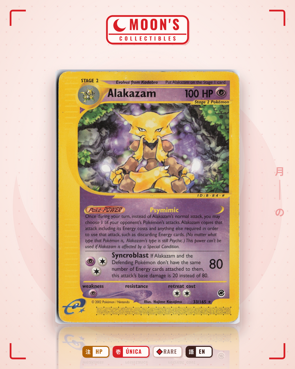 Carta Pokémon Alakazam · Expedition Base Set #33/165 (HP) — pieza única en Moon's Collectibles México