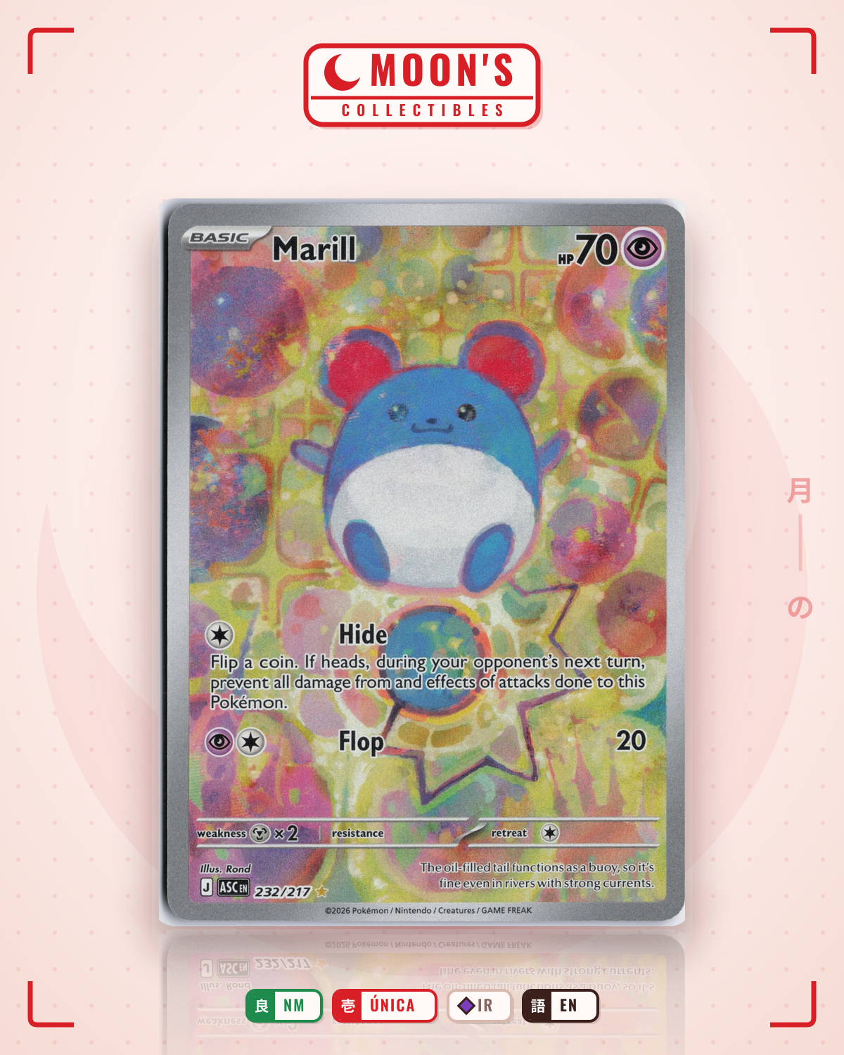 Carta Pokémon Marill · Ascended Heroes #232/217 (NM) — pieza única en Moon's Collectibles México