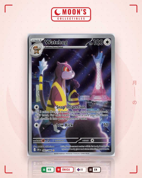 Carta Pokémon Watchog · Chaos Rising #097/086 (NM) — pieza única en Moon's Collectibles México
