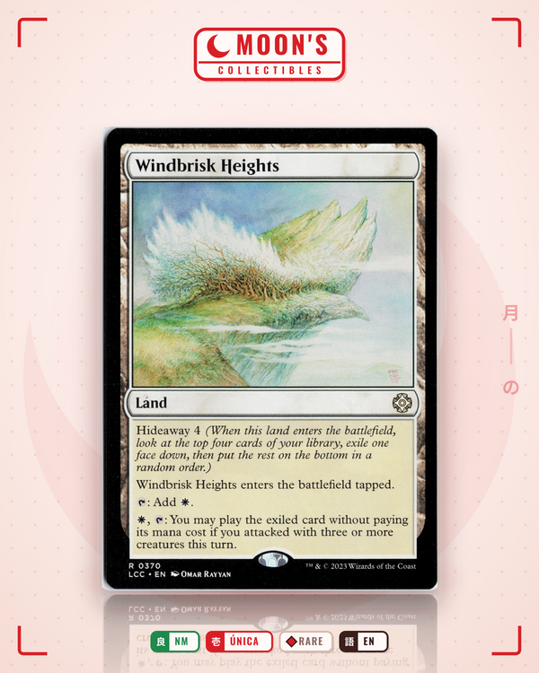 Carta Pokémon Windbrisk Heights · The Lost Caverns of Ixalan Commander #370 (NM) — pieza única en Moon's Collectibles México