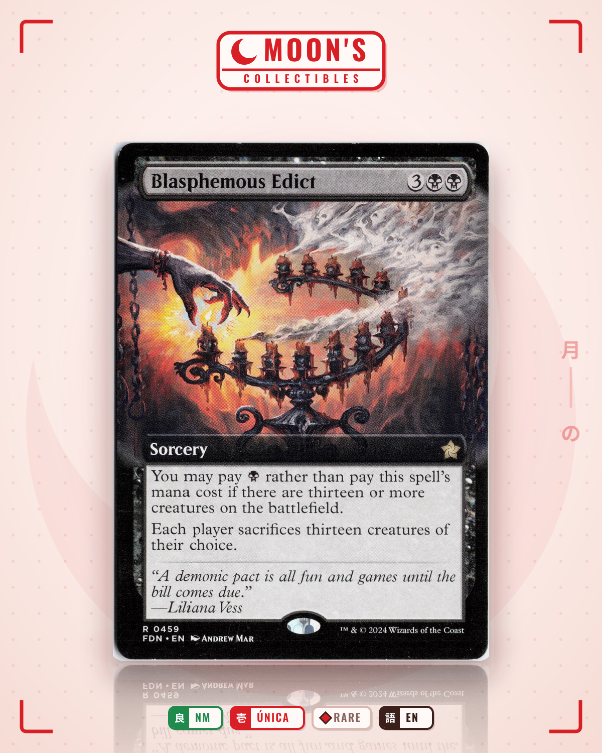 Carta Pokémon Blasphemous Edict · Foundations #459 (NM) — pieza única en Moon's Collectibles México