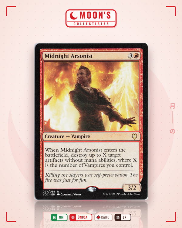 Carta Pokémon Midnight Arsonist · Crimson Vow Commander #27 (NM) — pieza única en Moon's Collectibles México