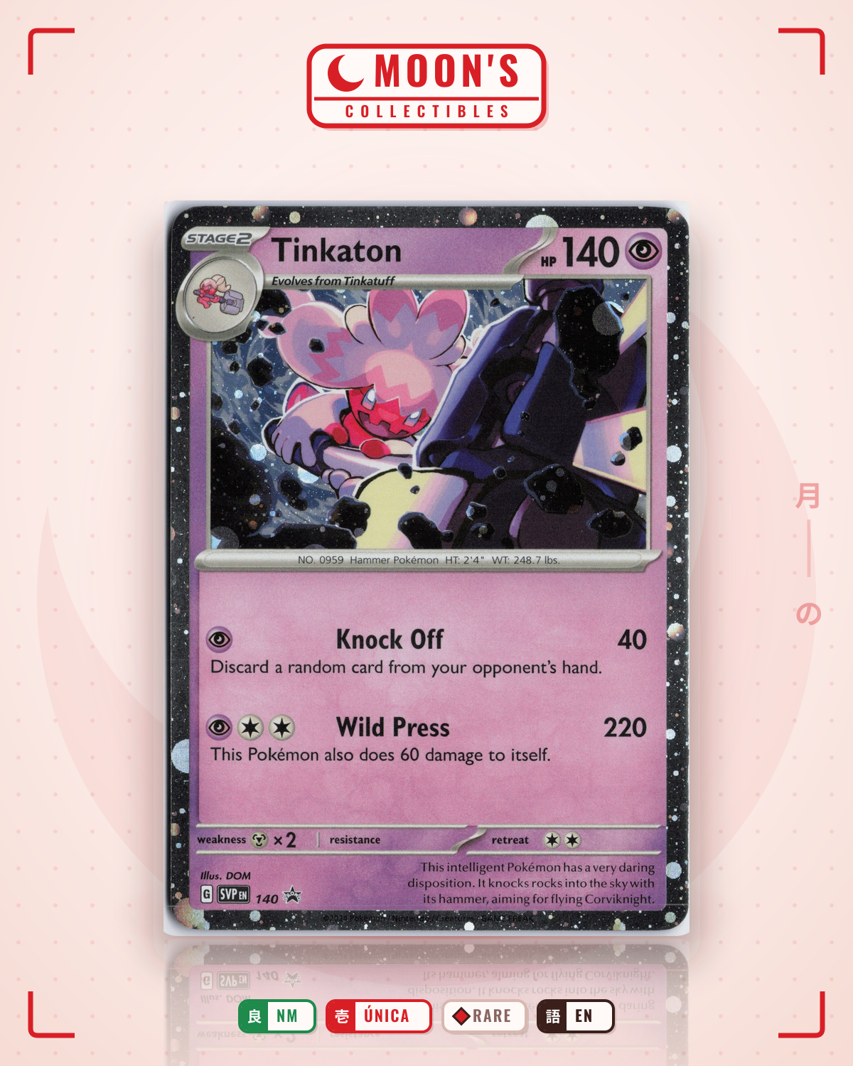Carta Pokémon Tinkaton · Scarlet & Violet Black Star Promos #140 (NM) — pieza única en Moon's Collectibles México