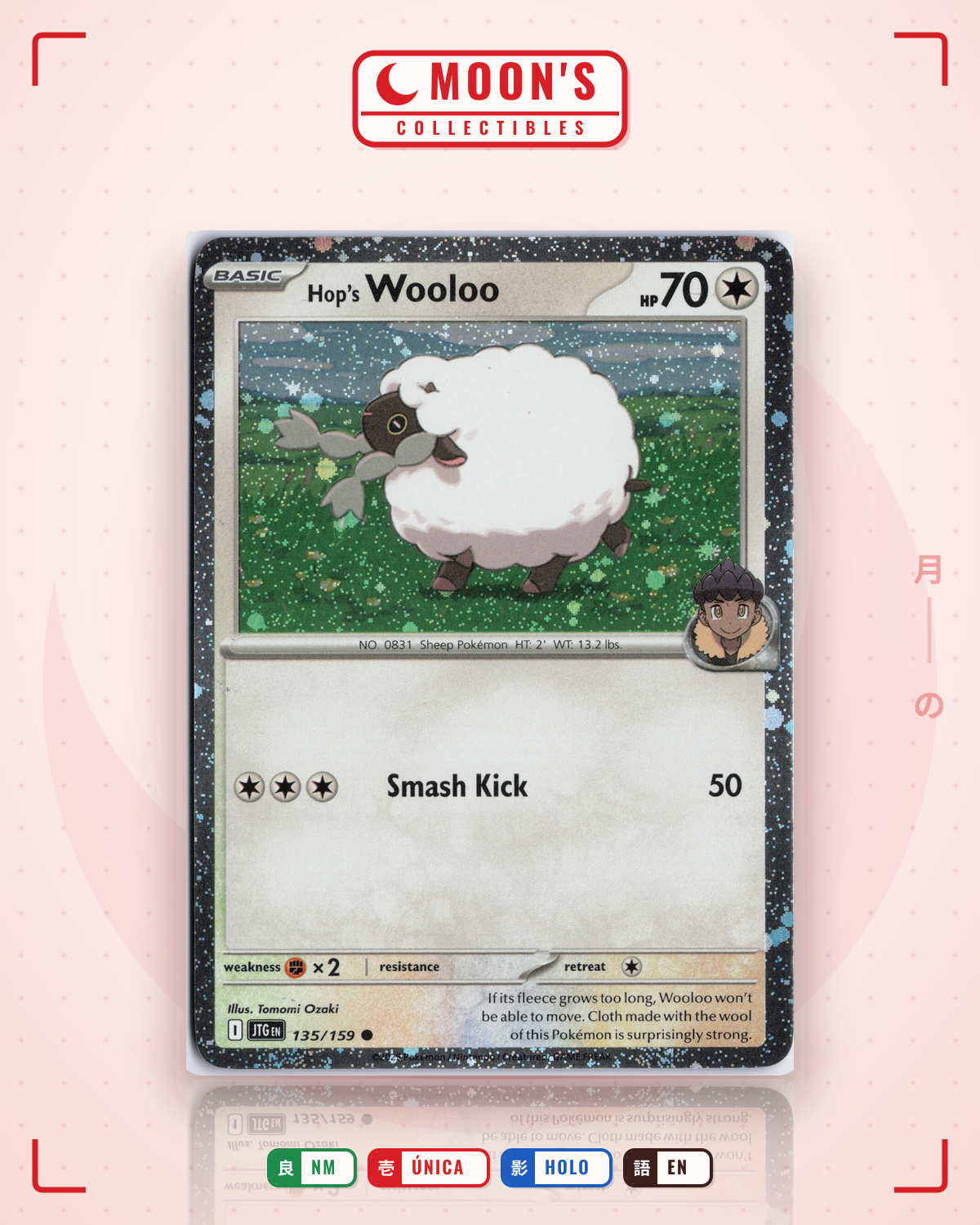 Carta Pokémon Hop's Wooloo · Journey Together #135/159 (NM) — pieza única en Moon's Collectibles México