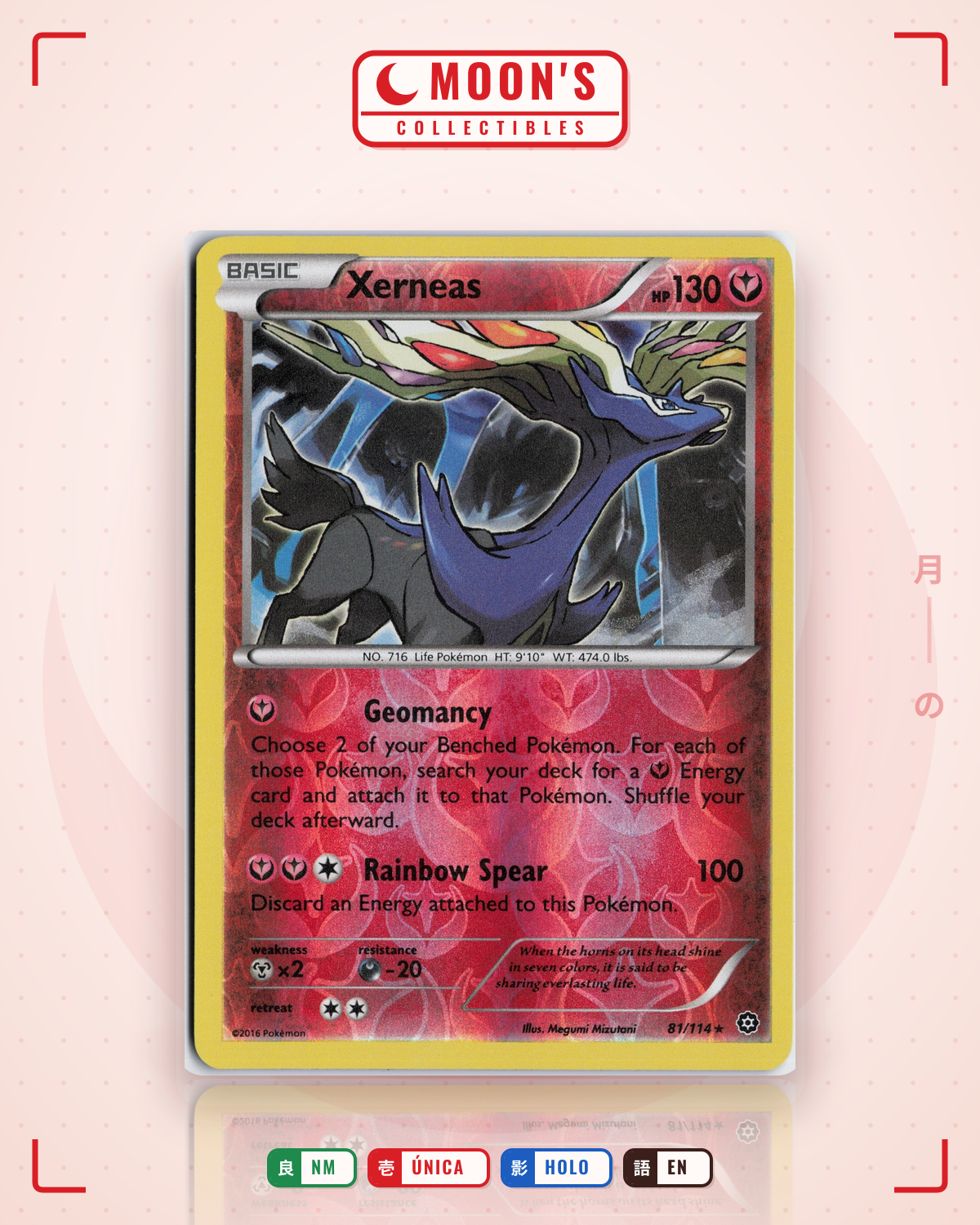 Carta Pokémon Xerneas · Steam Siege #81/114 (NM) — pieza única en Moon's Collectibles México