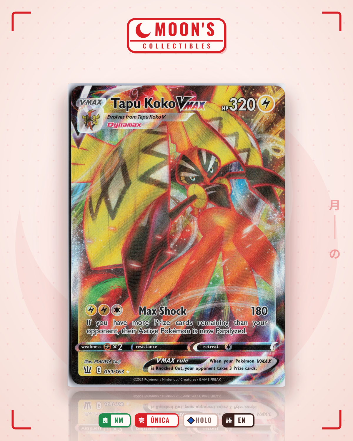 Carta Pokémon Tapu Koko VMAX · Battle Styles #051/163 (NM) — pieza única en Moon's Collectibles México