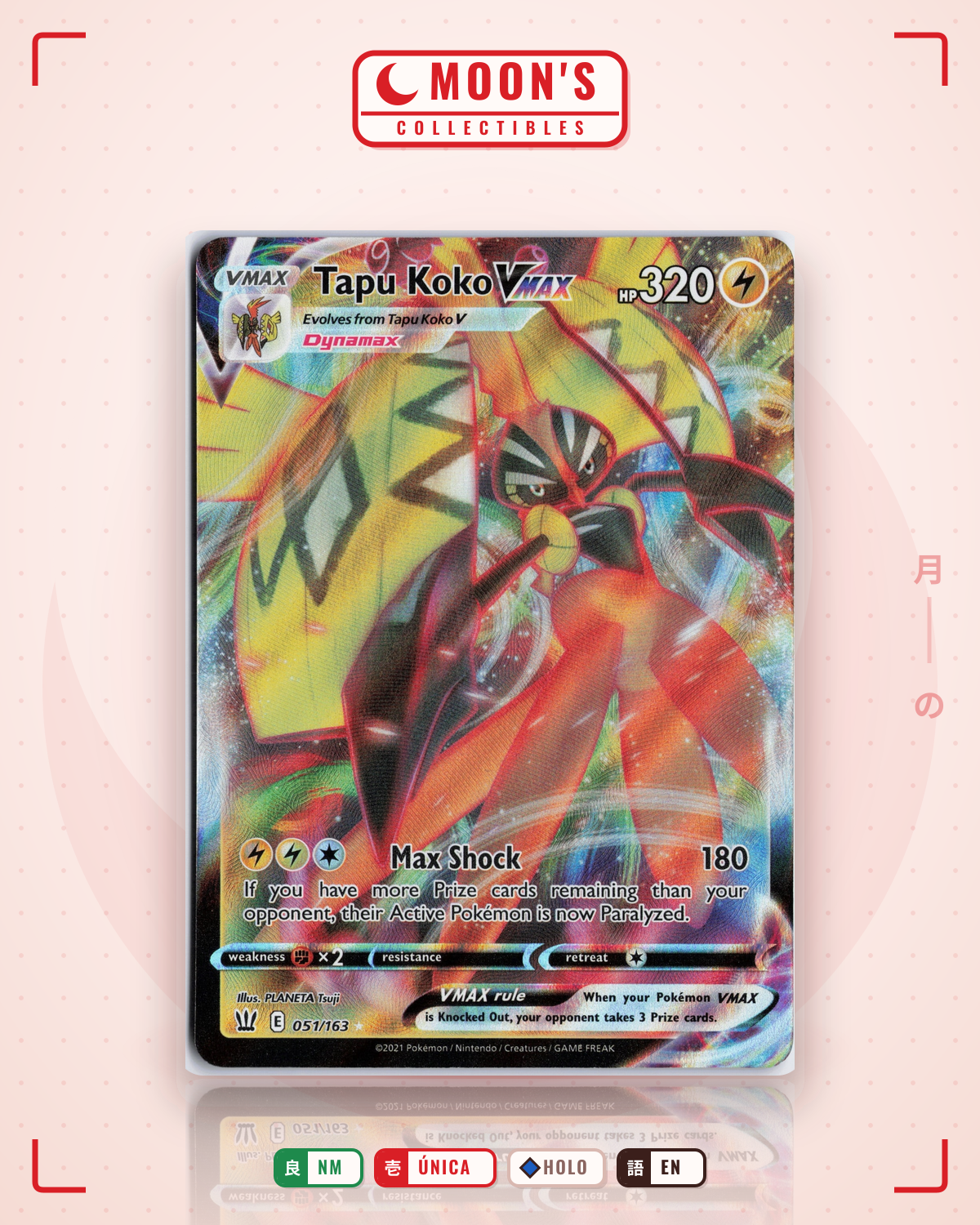 Carta Pokémon Tapu Koko VMAX · Battle Styles #051/163 (NM) — pieza única en Moon's Collectibles México