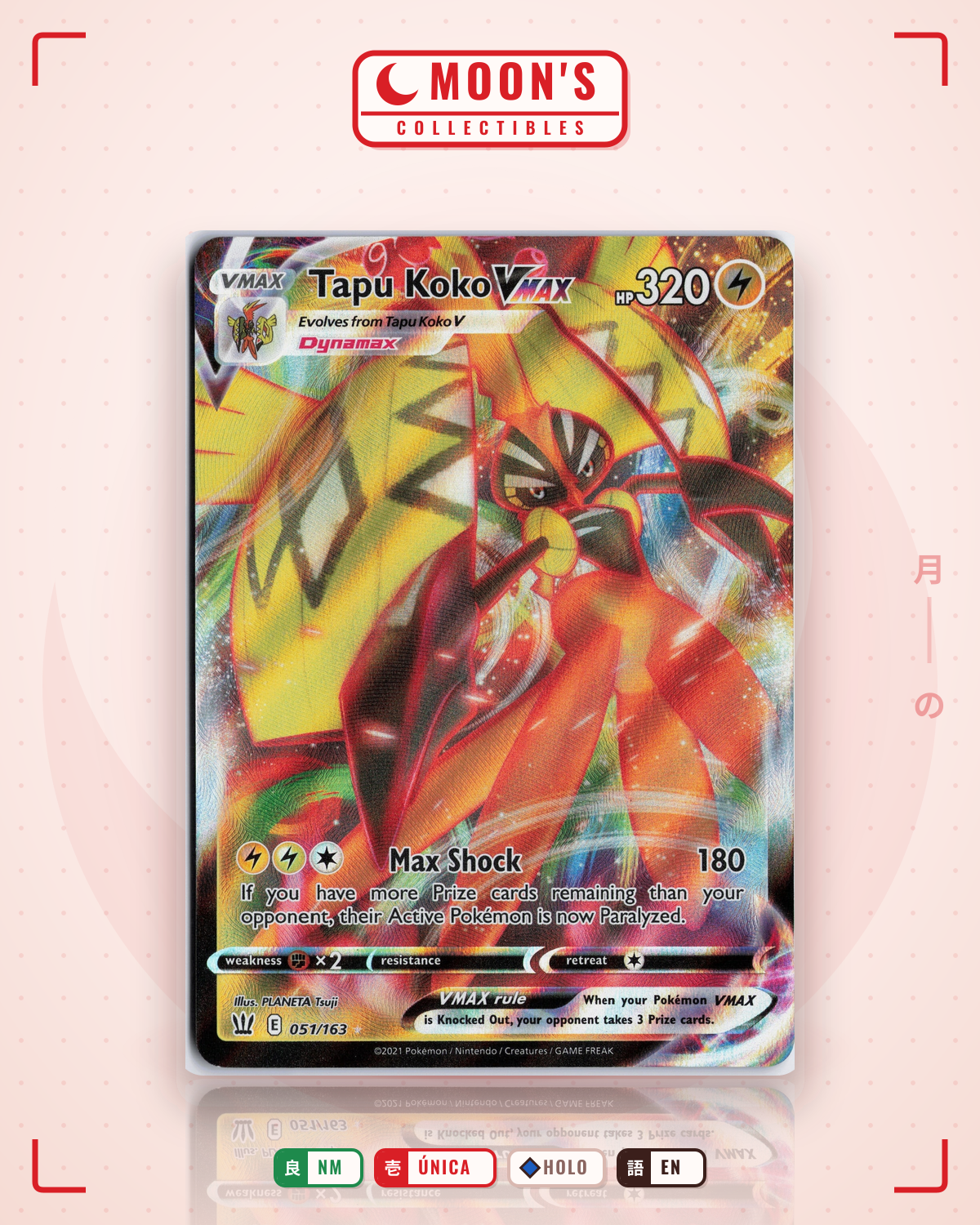 Carta Pokémon Tapu Koko VMAX · Battle Styles #051/163 (NM) — pieza única en Moon's Collectibles México
