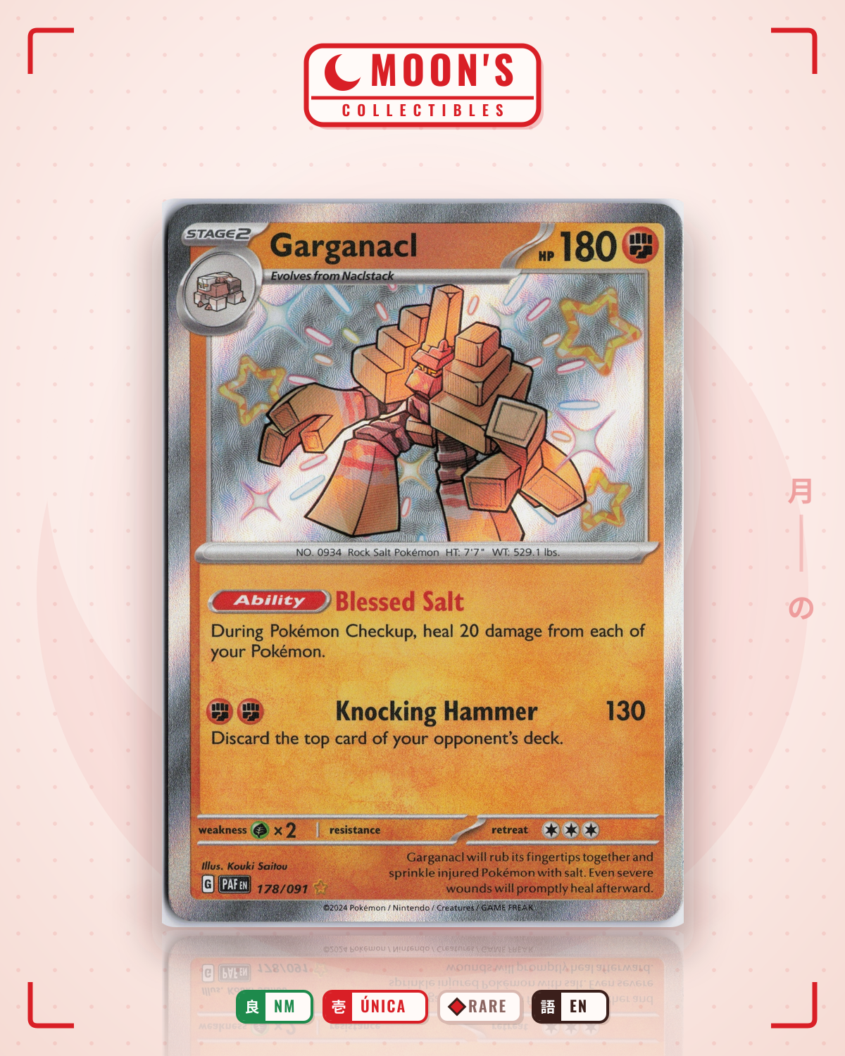 Carta Pokémon Garganacl · Paldean Fates #178/091 (NM) — pieza única en Moon's Collectibles México