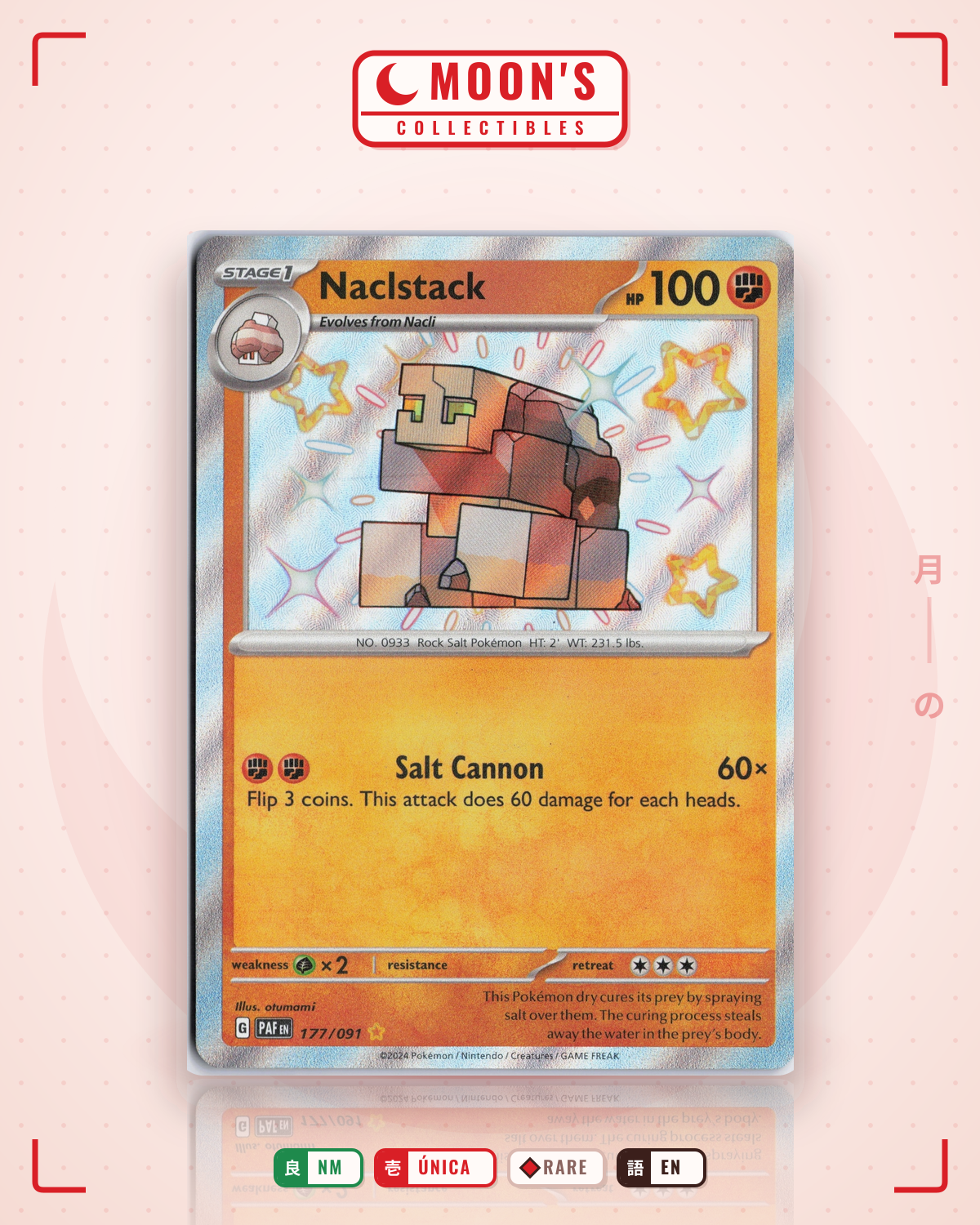 Carta Pokémon Naclstack · Paldean Fates #177/091 (NM) — pieza única en Moon's Collectibles México