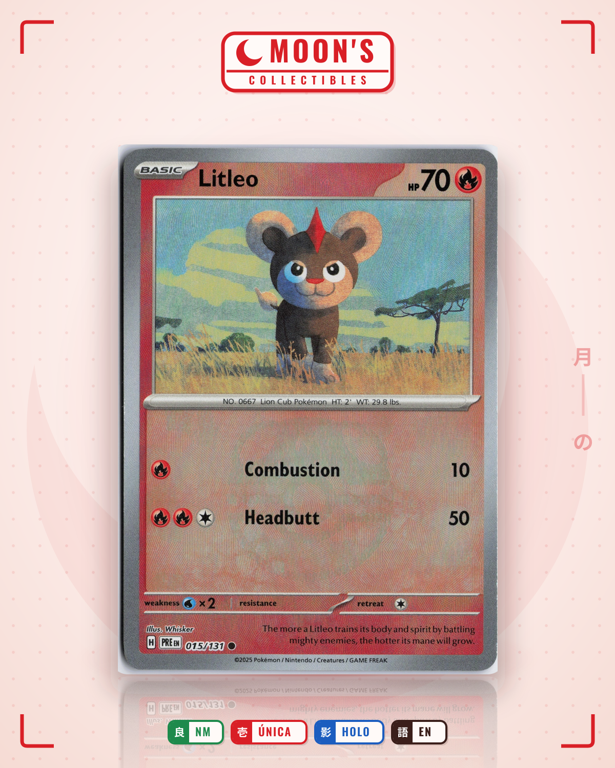 Carta Pokémon Litleo · Prismatic Evolutions #015/131 (NM) — pieza única en Moon's Collectibles México