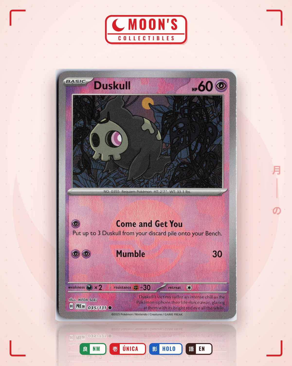 Carta Pokémon Duskull · Prismatic Evolutions #035/131 (NM) — pieza única en Moon's Collectibles México