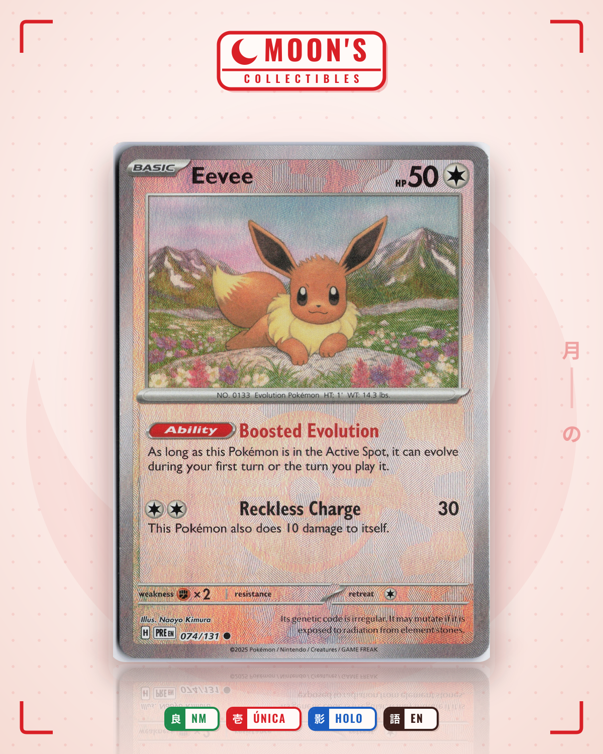 Carta Pokémon Eevee · Prismatic Evolutions #074/131 (NM) — pieza única en Moon's Collectibles México