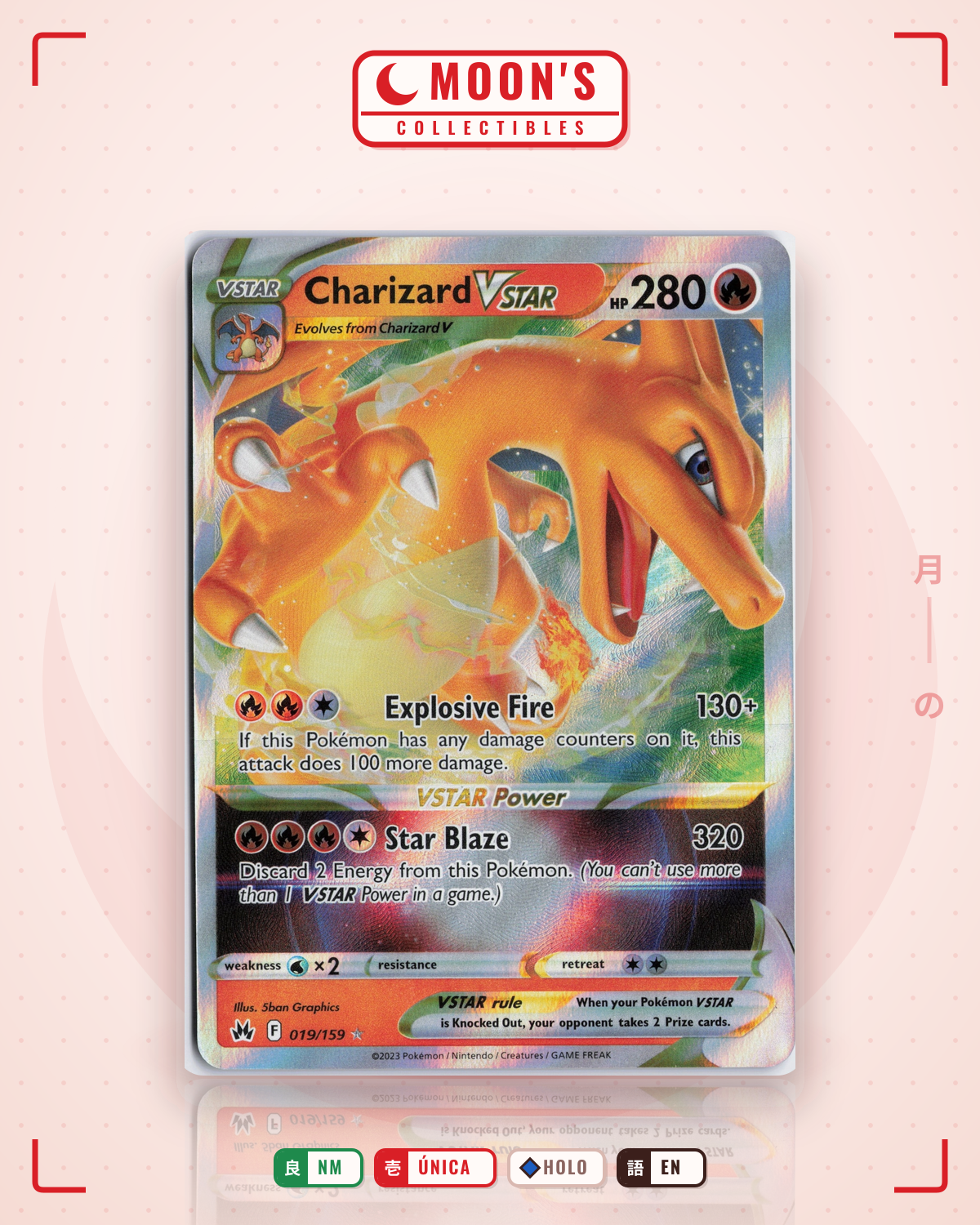 Carta Pokémon Charizard VSTAR · Crown Zenith #019/159 (NM) — pieza única en Moon's Collectibles México