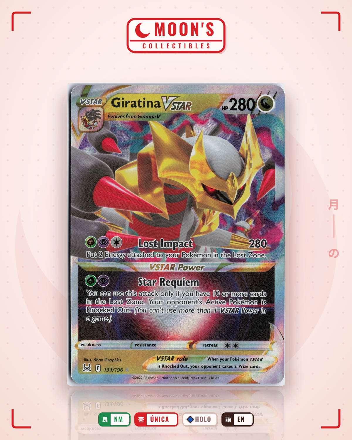 Carta Pokémon Giratina VSTAR · Lost Origin #131/196 (NM) — pieza única en Moon's Collectibles México