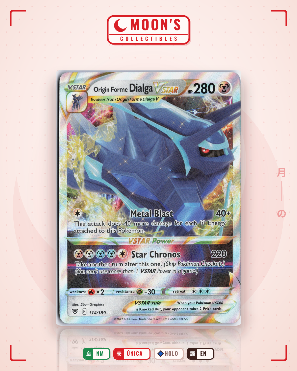 Carta Pokémon Origin Forme Dialga VSTAR · Astral Radiance #114/189 (NM) — pieza única en Moon's Collectibles México