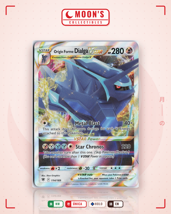Carta Pokémon Origin Forme Dialga VSTAR · Astral Radiance #114/189 (NM) — pieza única en Moon's Collectibles México