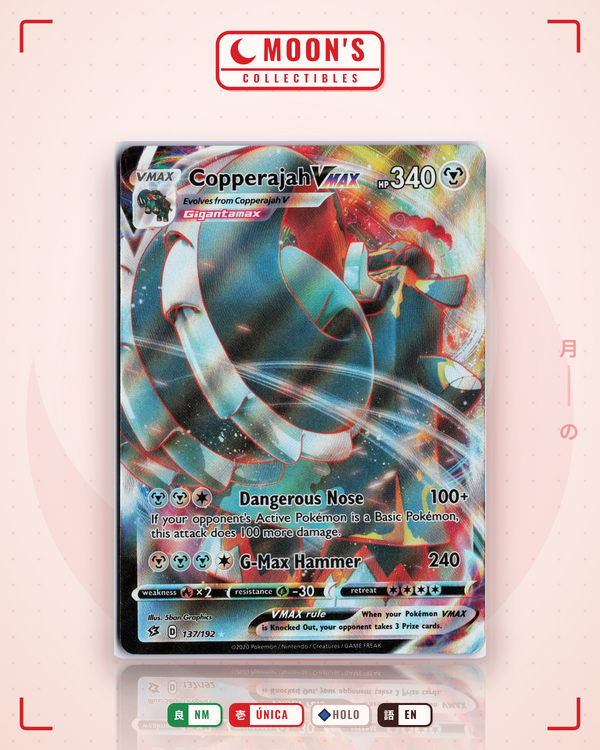 Carta Pokémon Copperajah VMAX · Rebel Clash #137/192 (NM) — pieza única en Moon's Collectibles México