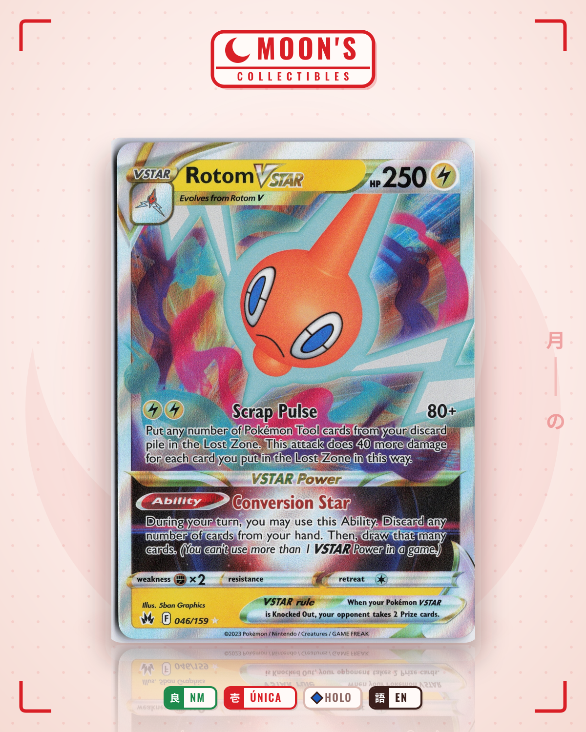 Carta Pokémon Rotom VSTAR · Crown Zenith #046/159 (NM) — pieza única en Moon's Collectibles México
