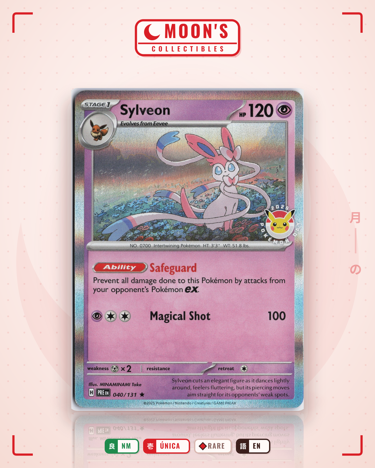 Carta Pokémon Sylveon · Prismatic Evolutions #040/131 (NM) — pieza única en Moon's Collectibles México