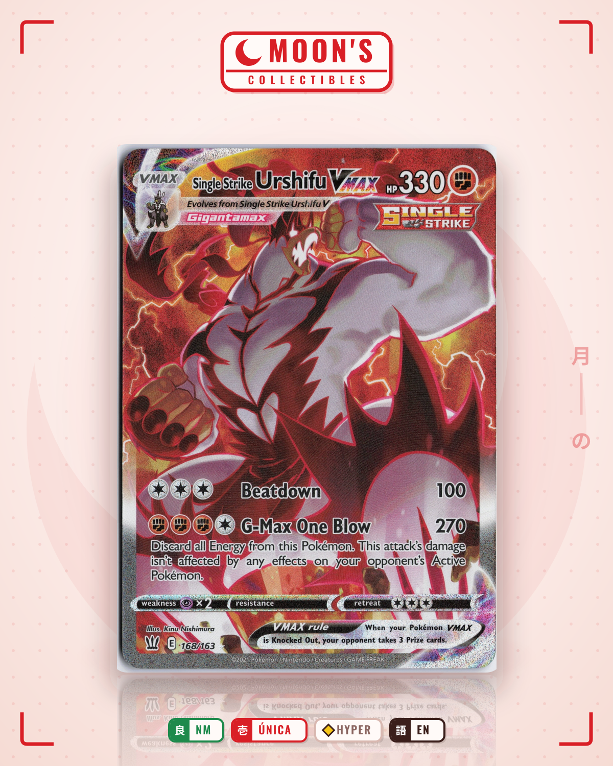 Carta Pokémon Single Strike Urshifu VMAX · Battle Styles #168/163 (NM) — pieza única en Moon's Collectibles México