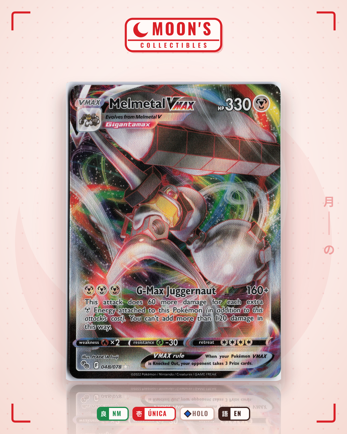 Carta Pokémon Melmetal VMAX · Pokémon GO #048/078 (NM) — pieza única en Moon's Collectibles México