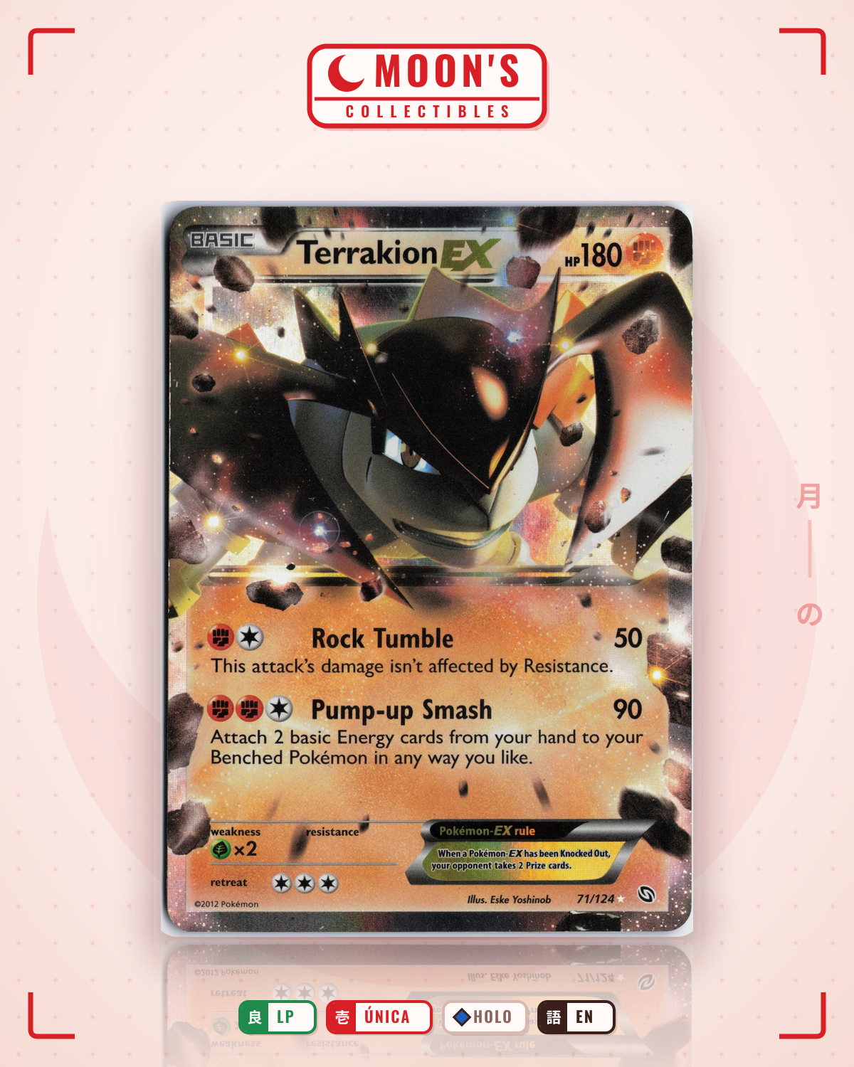 Carta Pokémon Terrakion-EX · Dragons Exalted #71/124 (LP) — pieza única en Moon's Collectibles México