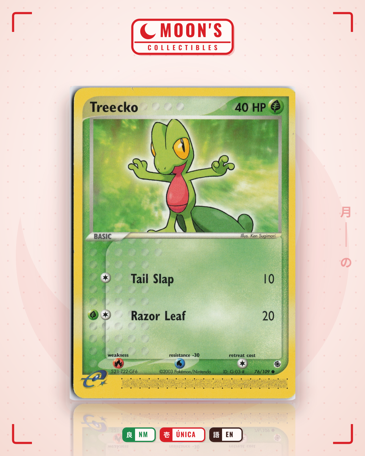 Carta Pokémon Treecko · Ruby & Sapphire #76/109 (NM) — pieza única en Moon's Collectibles México
