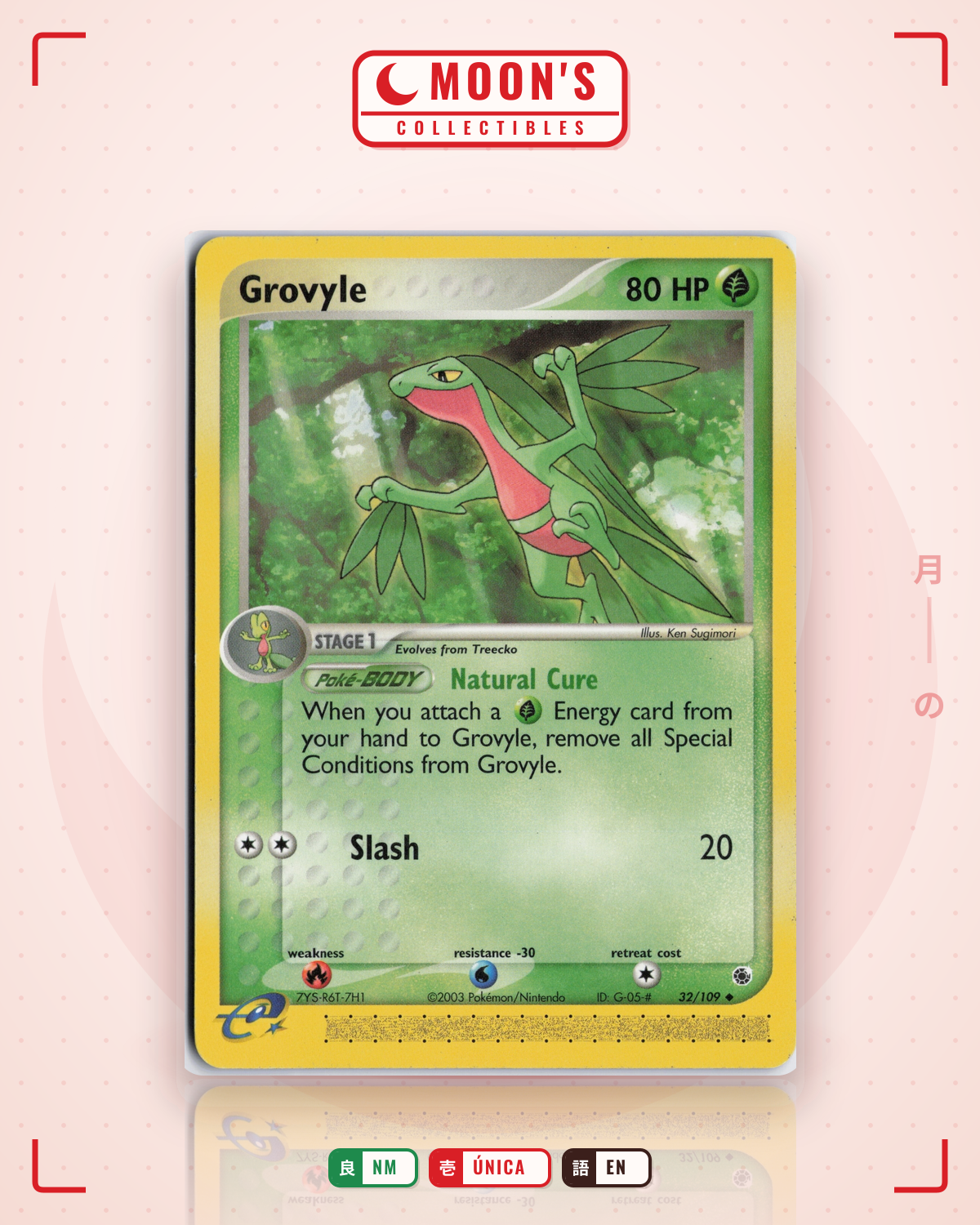Carta Pokémon Grovyle · Ruby & Sapphire #32/109 (NM) — pieza única en Moon's Collectibles México