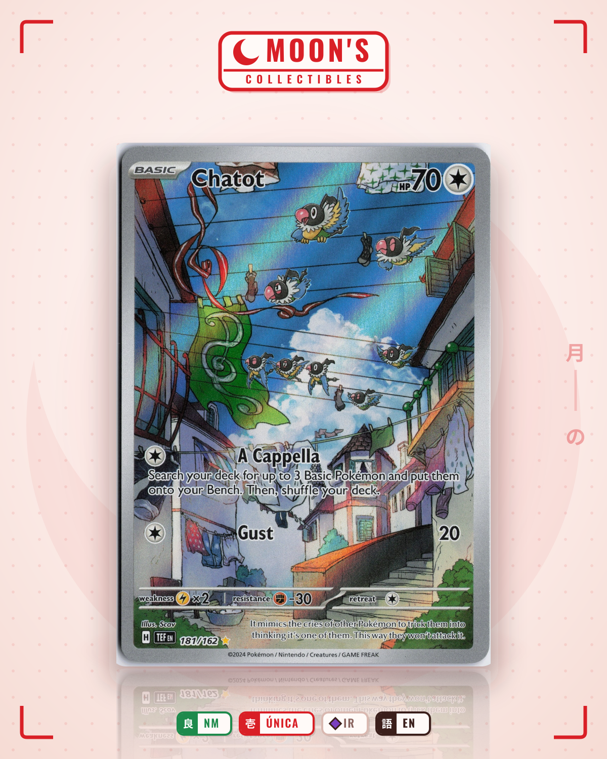 Carta Pokémon Chatot · Temporal Forces #181/162 (NM) — pieza única en Moon's Collectibles México
