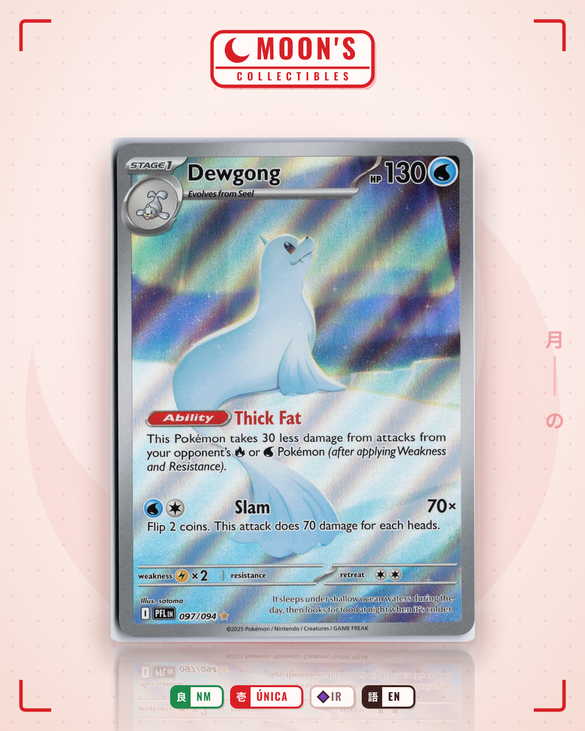 Carta Pokémon Dewgong · Phantasmal Flames #097/094 (NM) — pieza única en Moon's Collectibles México