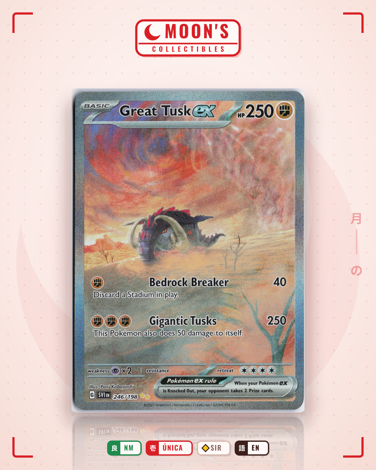 Carta Pokémon Great Tusk ex · Scarlet & Violet #246/198 (NM) — pieza única en Moon's Collectibles México