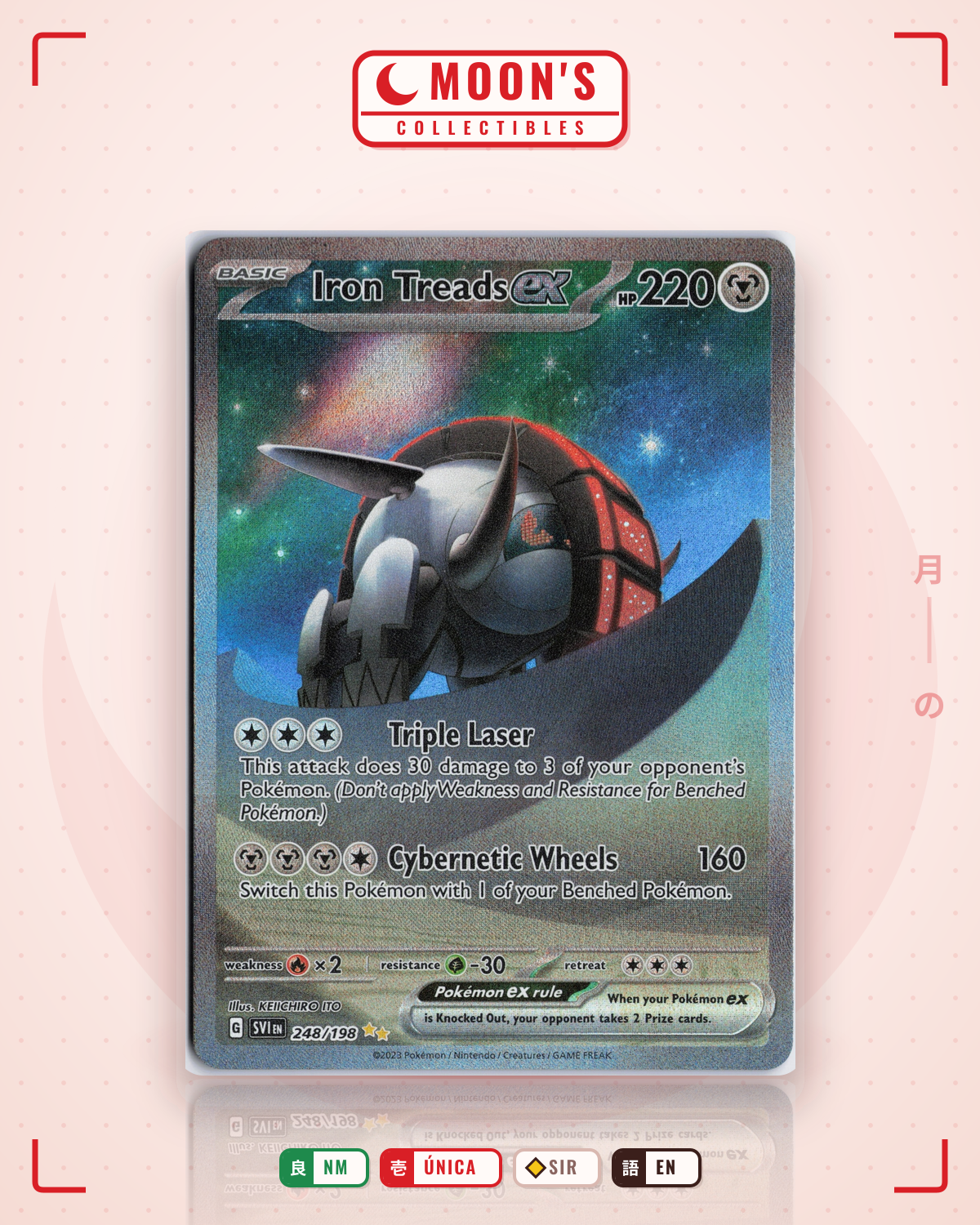 Carta Pokémon Iron Treads ex · Scarlet & Violet #248/198 (NM) — pieza única en Moon's Collectibles México