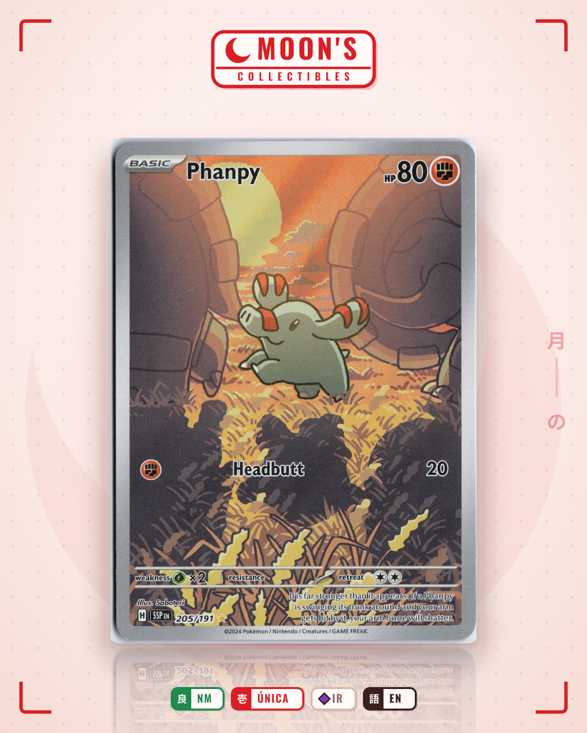 Carta Pokémon Phanpy · Surging Sparks #205/191 (NM) — pieza única en Moon's Collectibles México